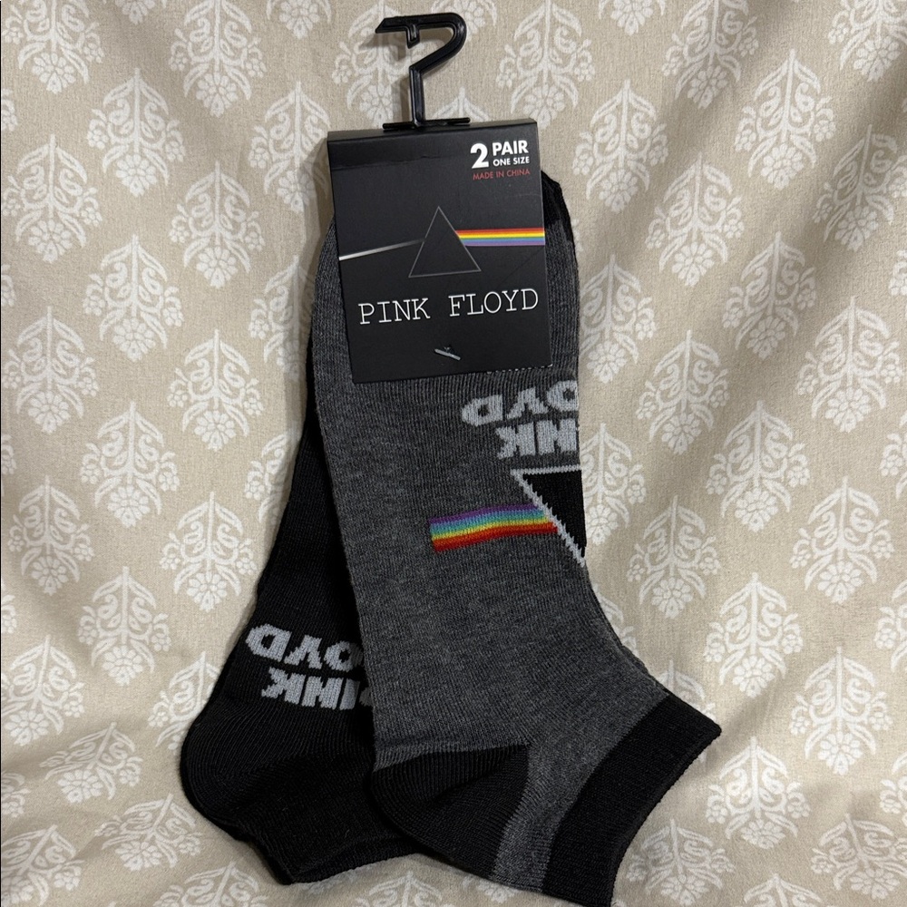 Pink Floyd Black and Gray Casual Socks with Rainbow Accent
